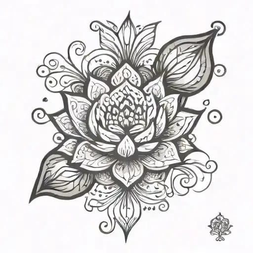 Unalome Symbol With Lotus