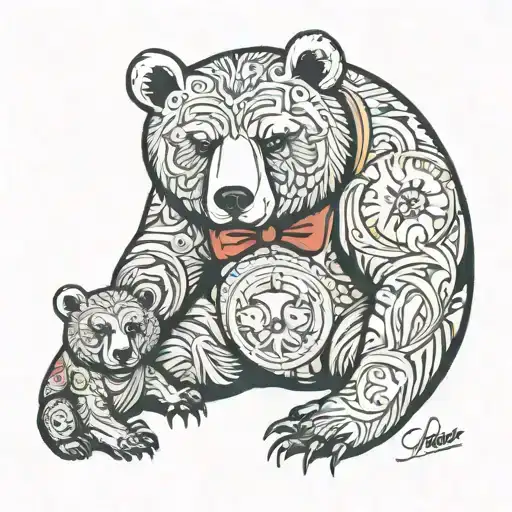 Fhater Bear And Son Cub