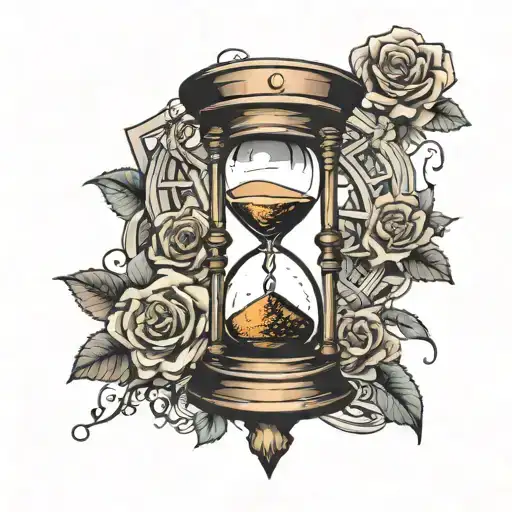 Hourglass With Clock With Roman Numbers