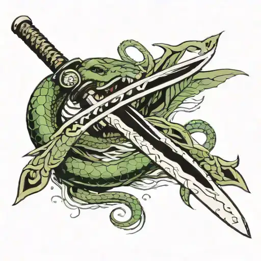 Katana Blade Wrapped In Snakes Wrapped