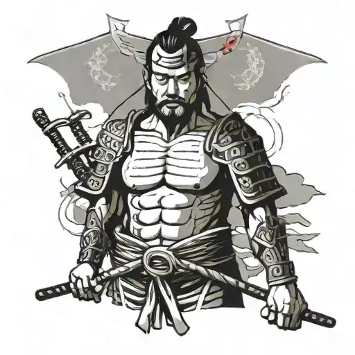 Samurai On The Chest In Minimalism