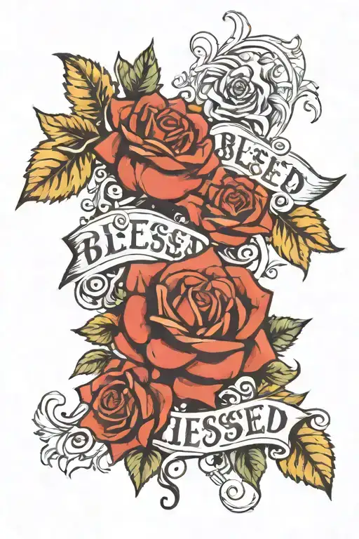 Roses And Sunflowers With The Word Blessed Written