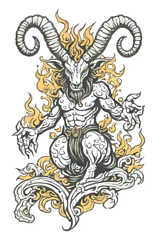 Demon Capricorn And Flames