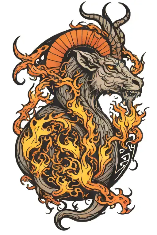 Bloodlusted Capricorn With Flames