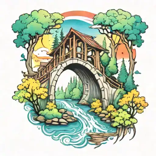 Watercolor Rainbow Bridge Leading