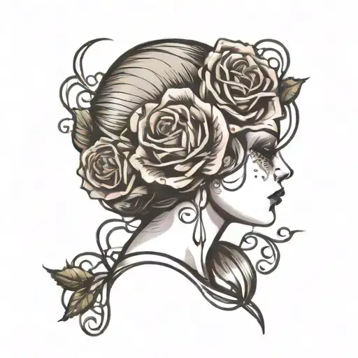 Black Rose Dead Woman Face Dark