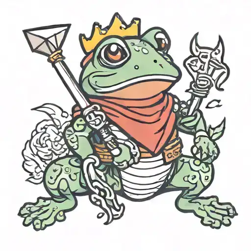 Small Chibi Frog Knight Cartoon Style Minimalistic