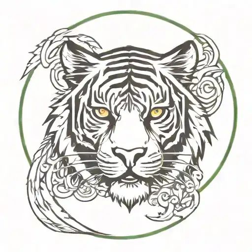 Tribal Tiger And Sun