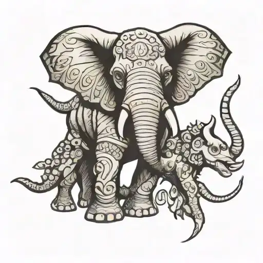 Elephant And Triceratops