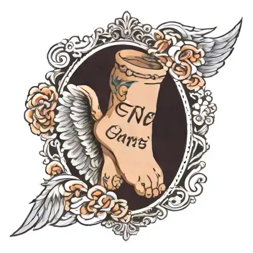 Baby Feet With Angel Wings And Name Written