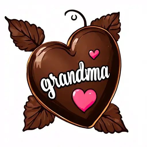 Chocolate Heart With The Word Grandma Written Inside
