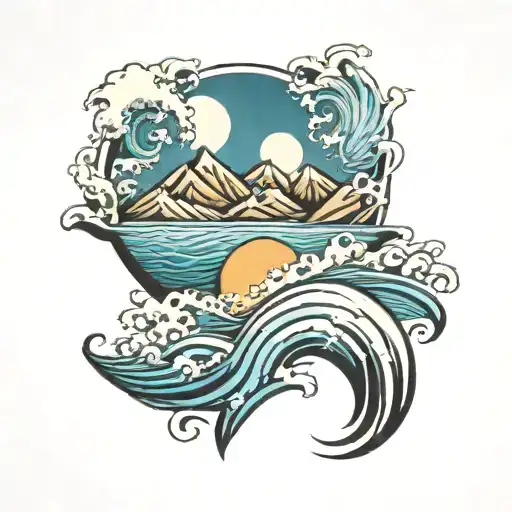 Mountains And Ocean Waves