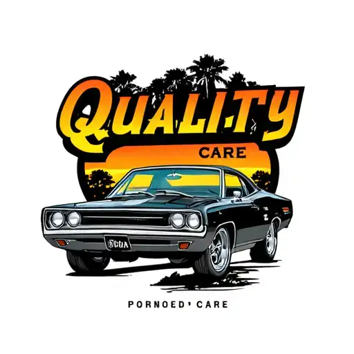 The Words Quality Care With '60S Mopar Car Golf Course Sunset