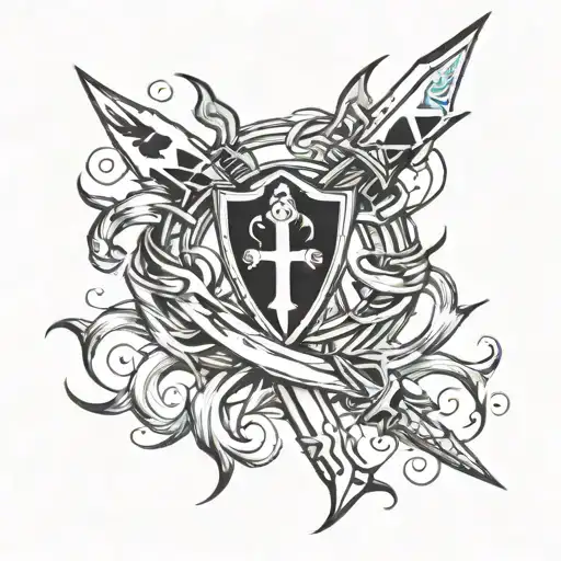 Dagger And Lightning Bolt Intertwined Infinity Symbols