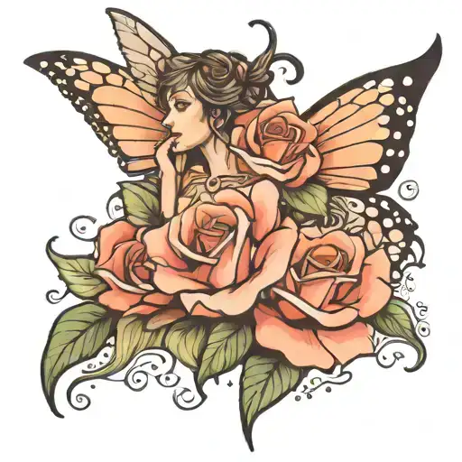 Rose With Mythical Fairy Holding