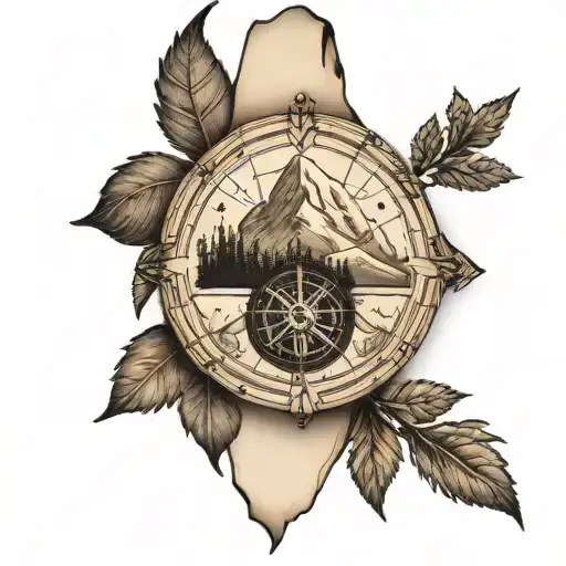 Mount Rainier Tattoo Forearm Nature Compass