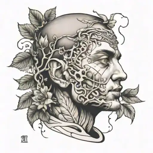 Marcus Aureulius Face Surronded By Nature