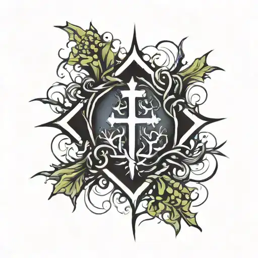 Cross With Crown Of Thorns And A Bivble Quote Written