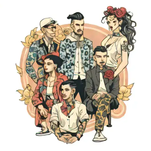 Four People In A Mix Of Male And Feminine Clothing