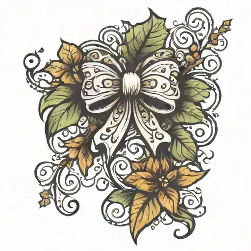 Bow Tatto With Vine Wrapped