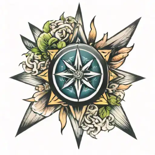 Wind Rose Tattoo Design