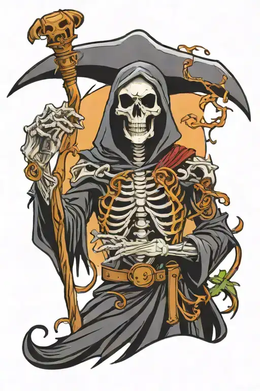 Grim Reaper Turnt Around Holding A Sycthe In A Graveyard Scene Featuring