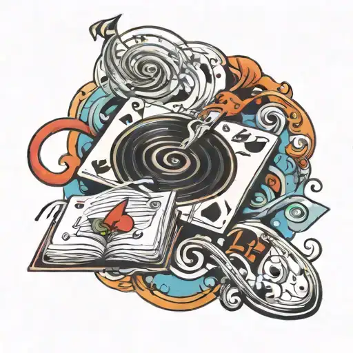 Cards And Music Notes Floating