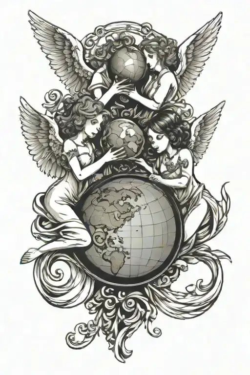 Angels Holding Earth Globe