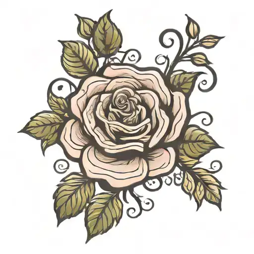 Mahogany Name Cursive Rose Blooming