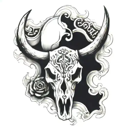 Cow Skull With Brand In Skull