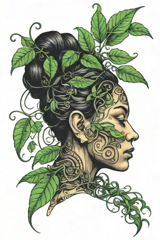 Ayahuasca Vine Surrounding A Girl's Face Emerging
