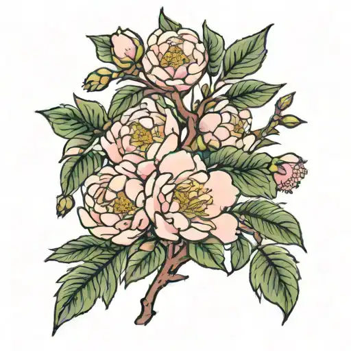 Peonies On A Cherry Blossom Tree