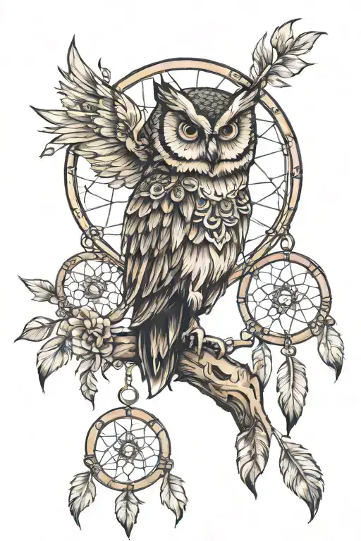 Dreamcatcher And Owl Sitting