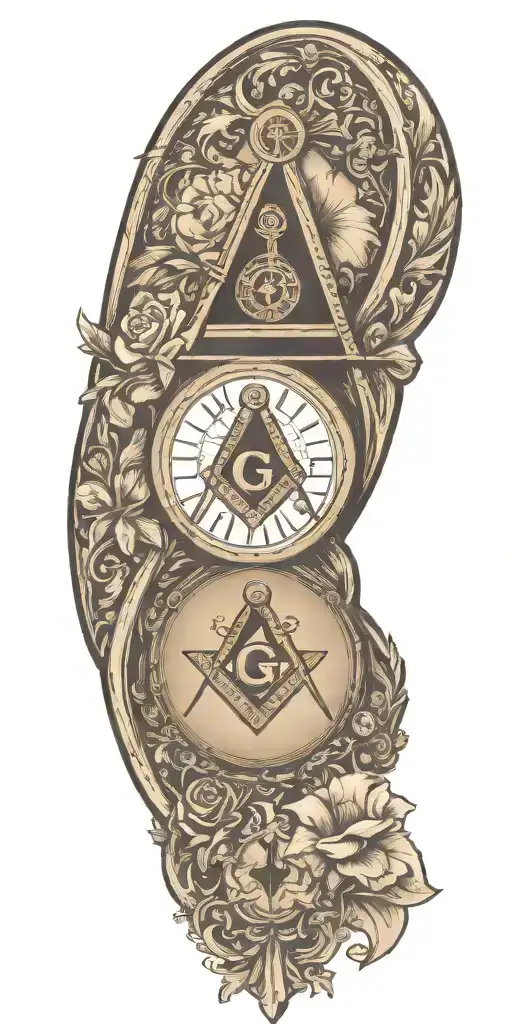 Incorporate Freemasonry Symbols Like The Square And Compass Into A Rugby-themed Tattoo Design