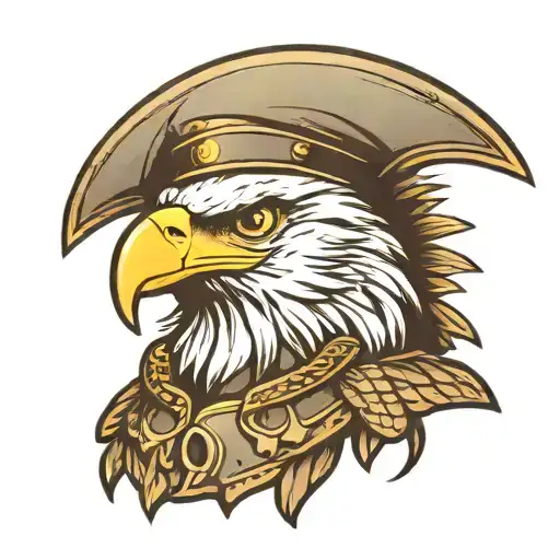 Eagle With Army Helmet