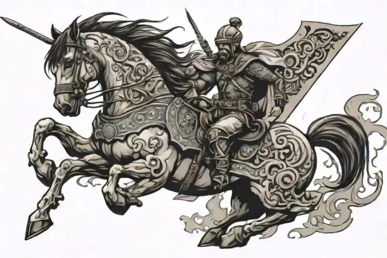 Horseback Warrior Battling