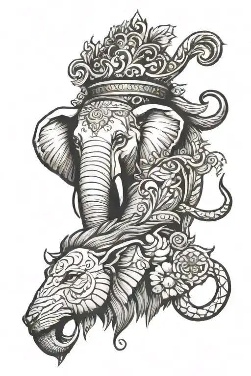 Elephant And Lion Head