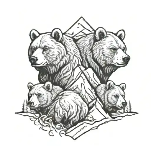 Realism Mountain And 3 Bears