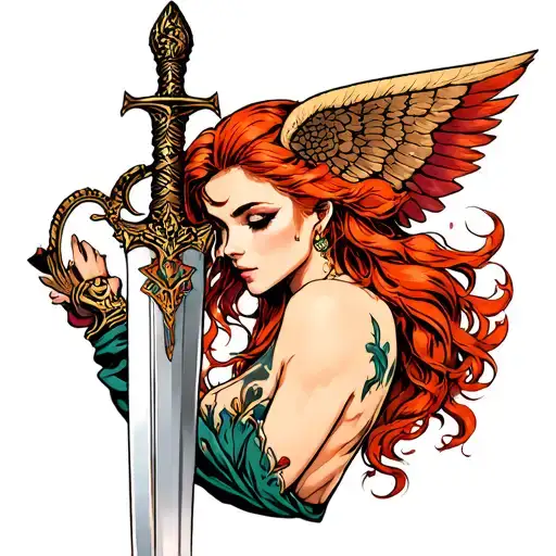 Redhead Semi Nude Valkyrie Dagger