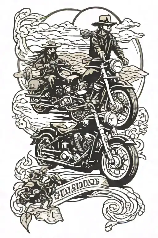 Western Scene With Motorcycles