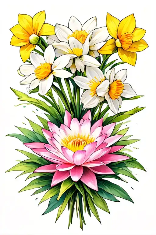 Daisy Water Lily Narcissus Flower Bouquet