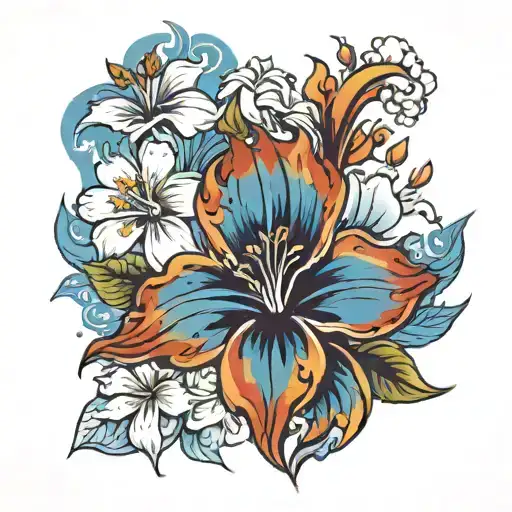 Burning Blue Hawaiian Shirt With White Flowers Blooming