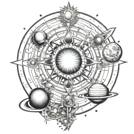 Solar System And A Crop Circle Surrounding