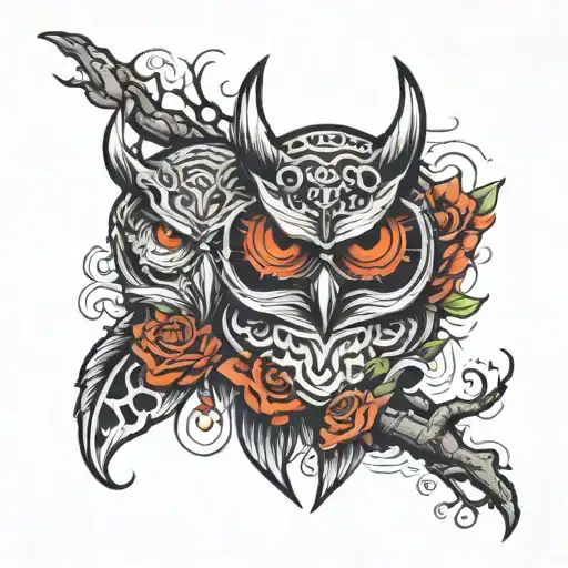 Owl And Oni Mask Merged