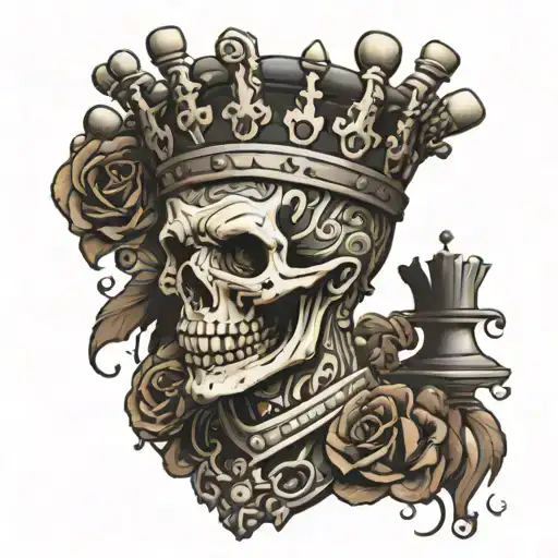Chess King Figure With Head Of Skull