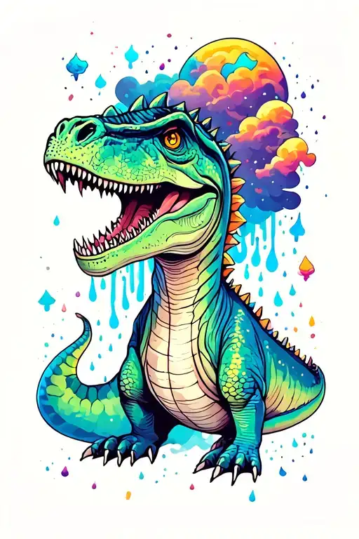 Dinosaur Space Rain Clouds