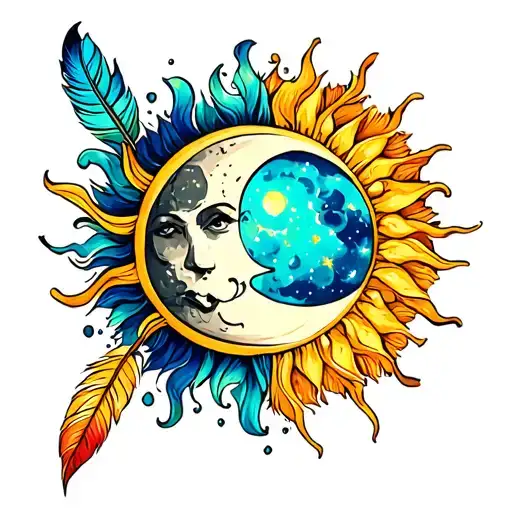 Moon And Sun And Feathers