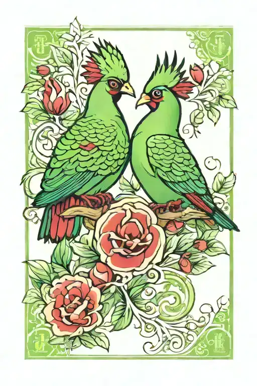 Green Turaco As A Two-headed Playing Card