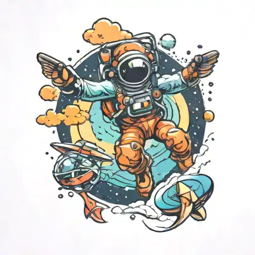 Outerspace And Ocean And Skydiving