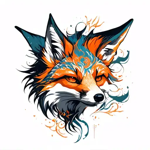 Ghost Of Tsushima Style Fox With A Glitch Effect